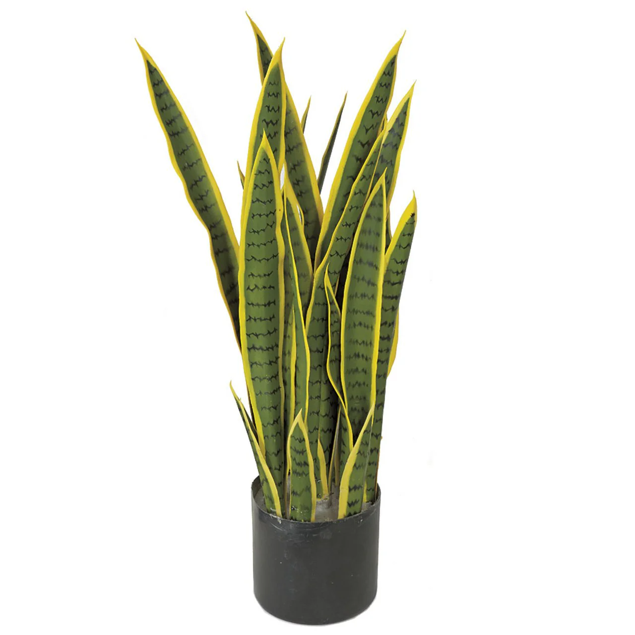 28" Sansevieria Snake Artificial Plant w/Pot -Green/Yellow