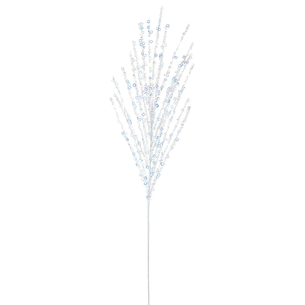 28" Sequin & Beaded Artificial Stem -Clear/Iridescent (Pack of 12)