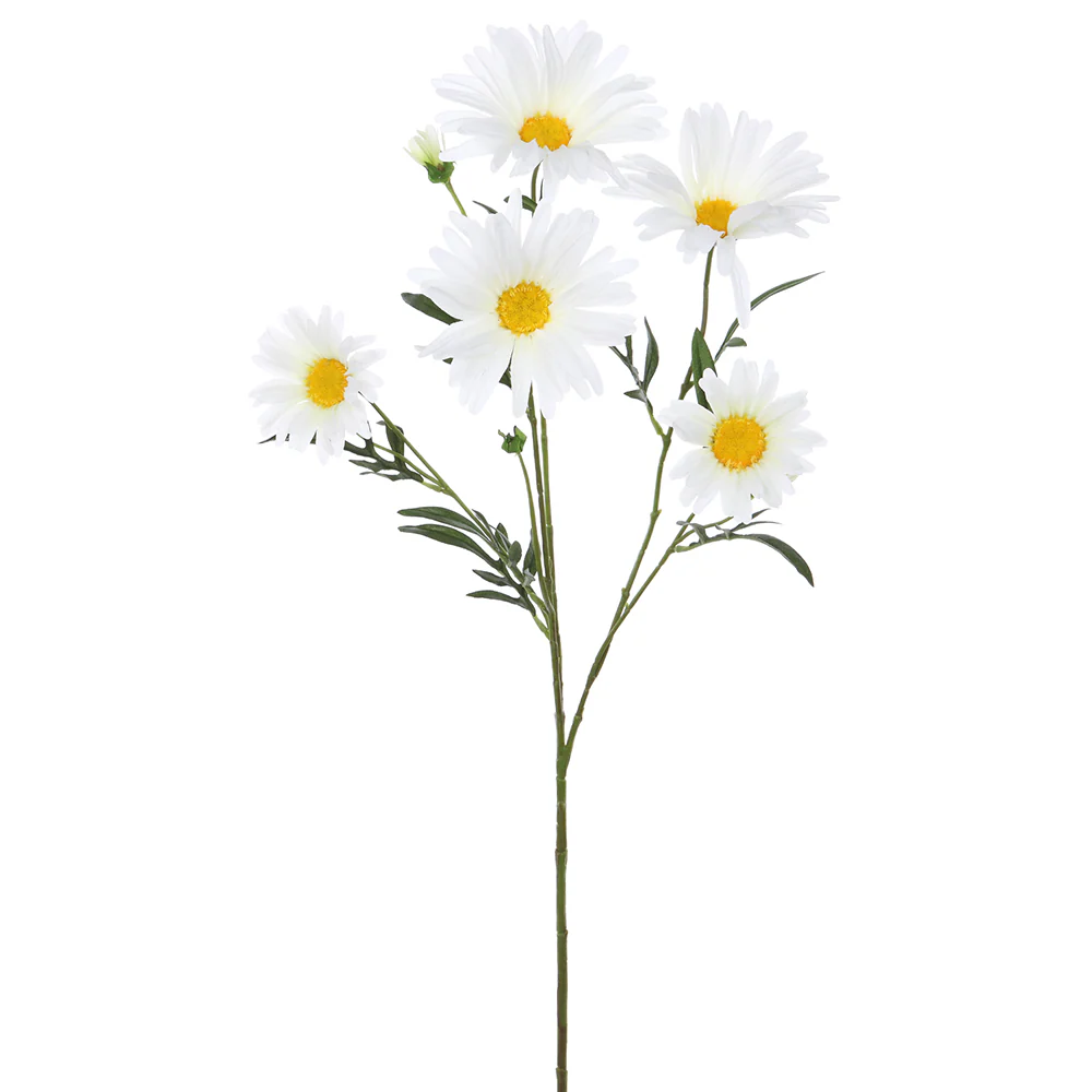 28" Silk Aster Daisy Flower Stem -White (Pack of 12)