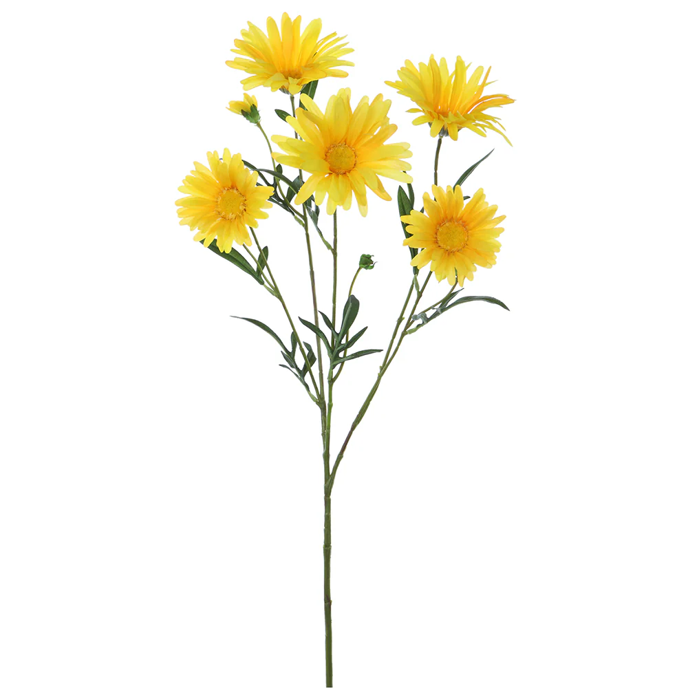 28" Silk Aster Daisy Flower Stem -Yellow (Pack of 12)