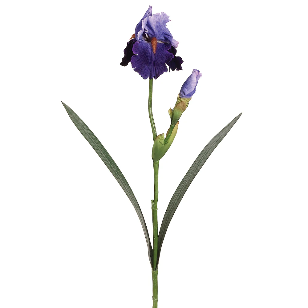 28" Silk Bearded Iris Flower Spray -Purple/Blue (Pack of 12)