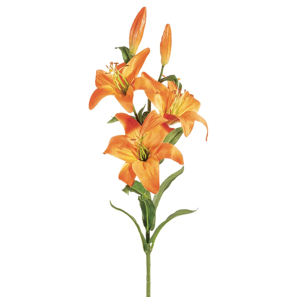 28" Silk Garden Lily Flower Spray -Orange (Pack of 12)