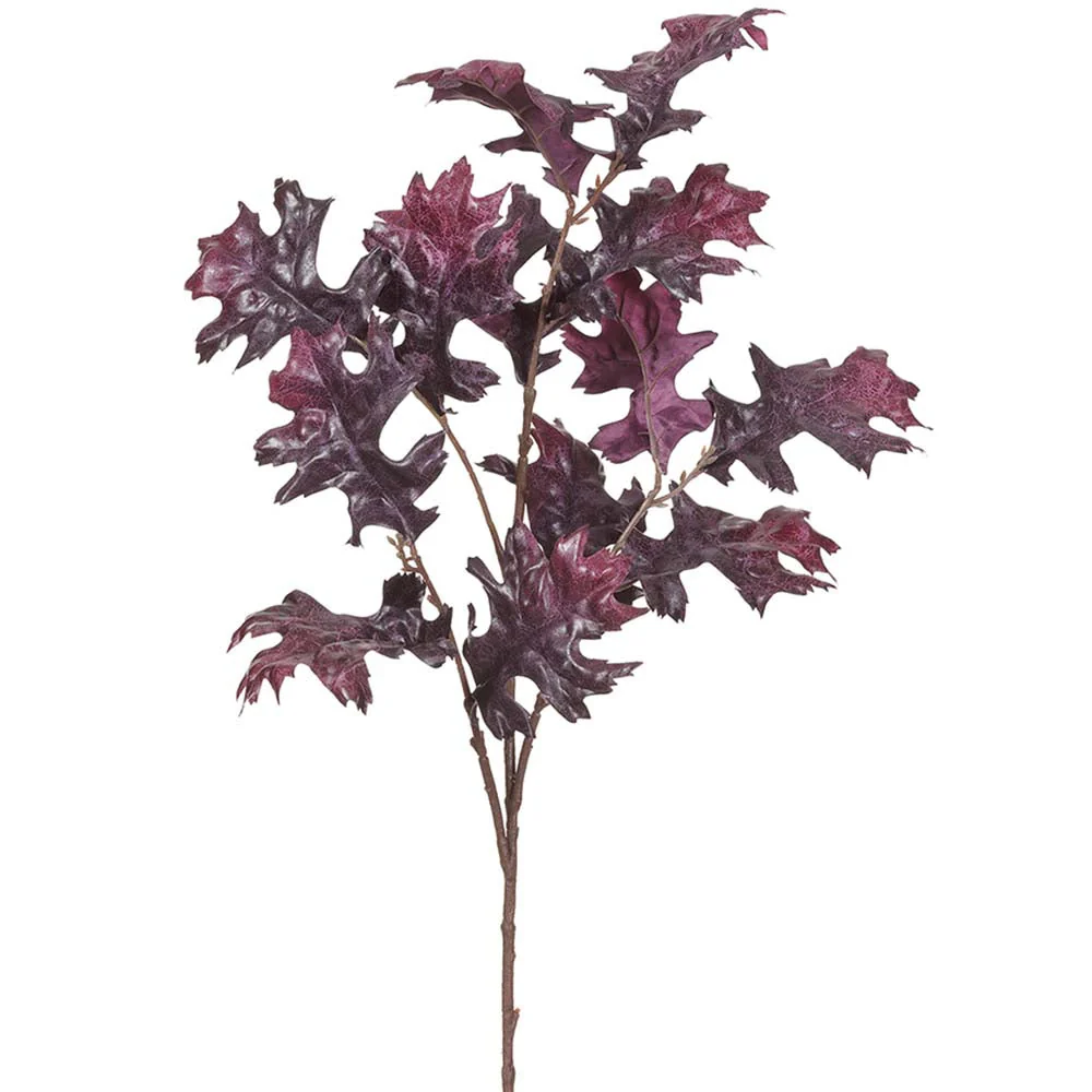 28" Silk Oak Leaf Stem -2 Tone Purple (Pack of 12)