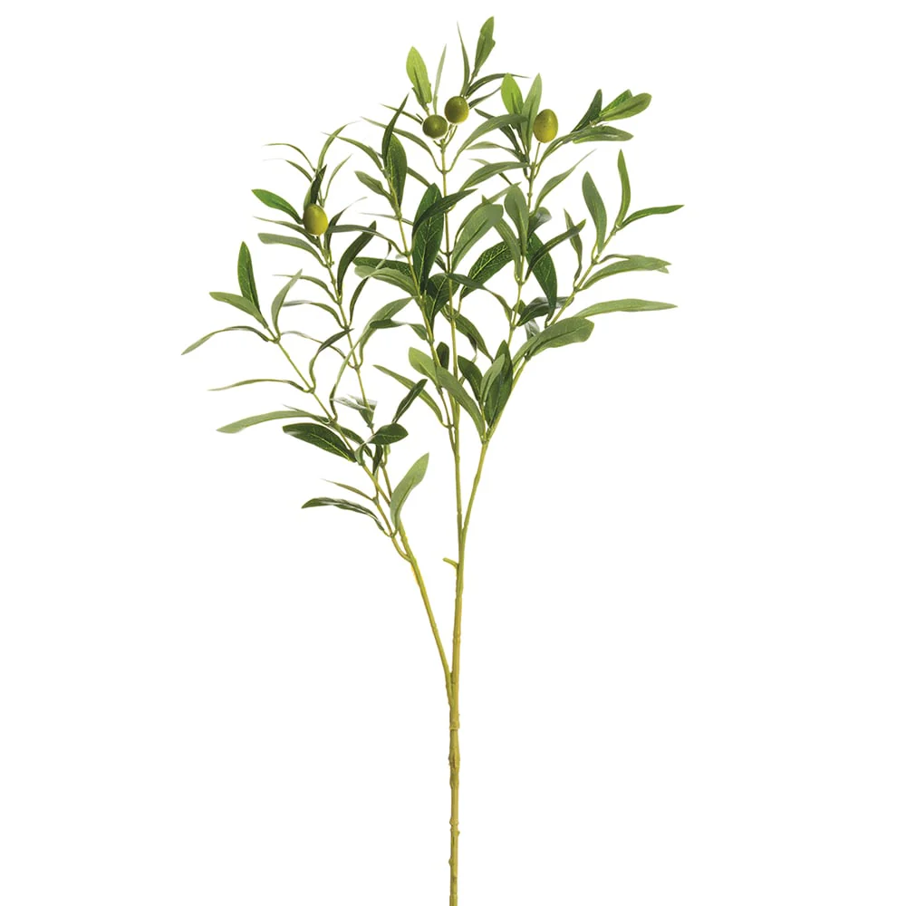 28" Silk Olive Leaf Stem With Olives -Green (Pack of 12)