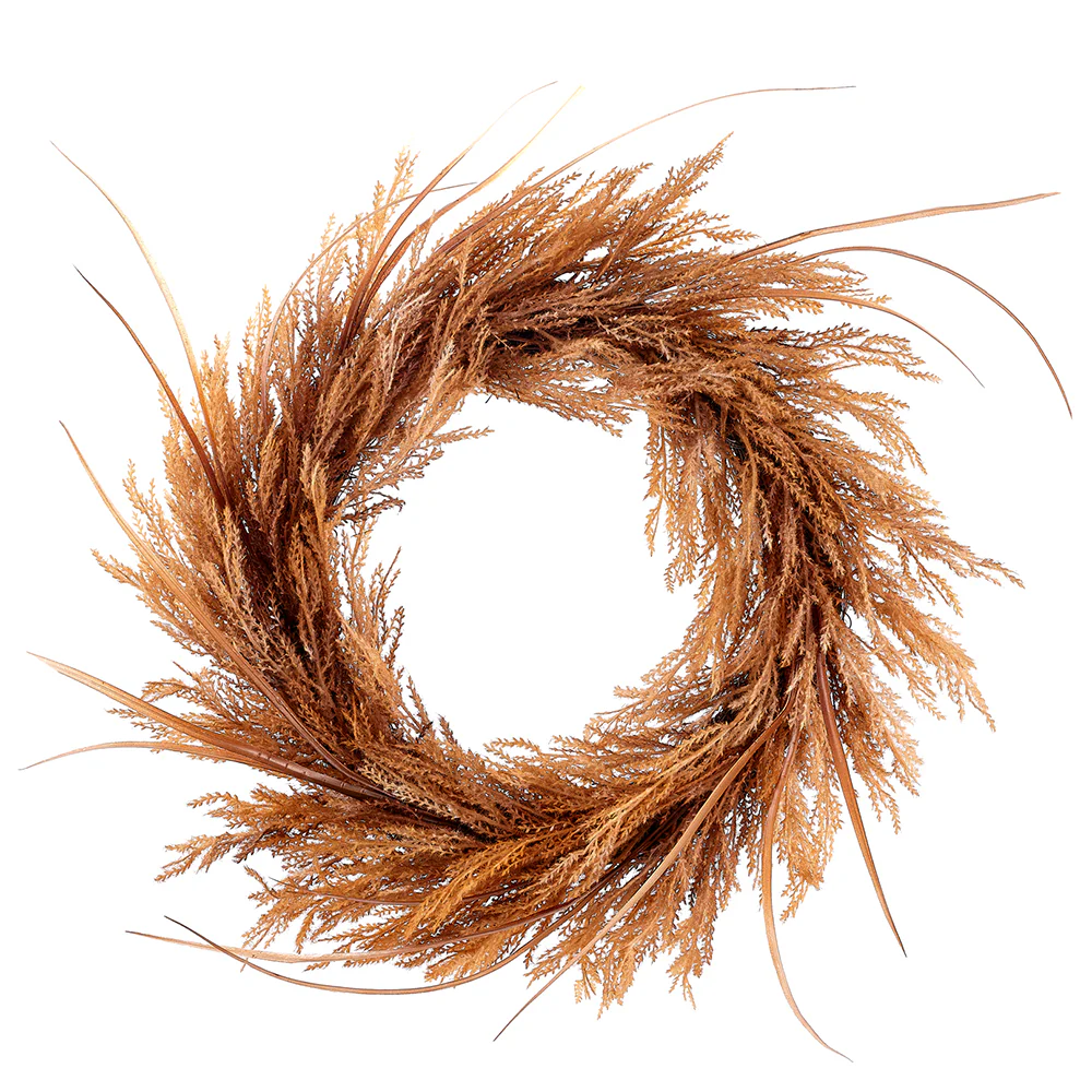 28" Silk Pampas Grass Leaf Wreath -2 Tone Brown (Pack of 2)