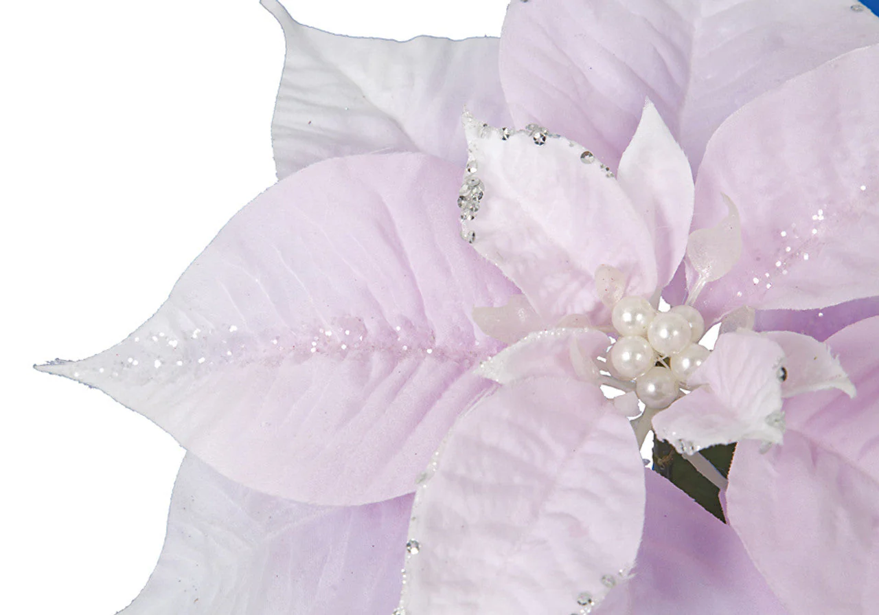 28" Silk Poinsettia Flower Stem -Light Pink (Pack of 12) - Image 2