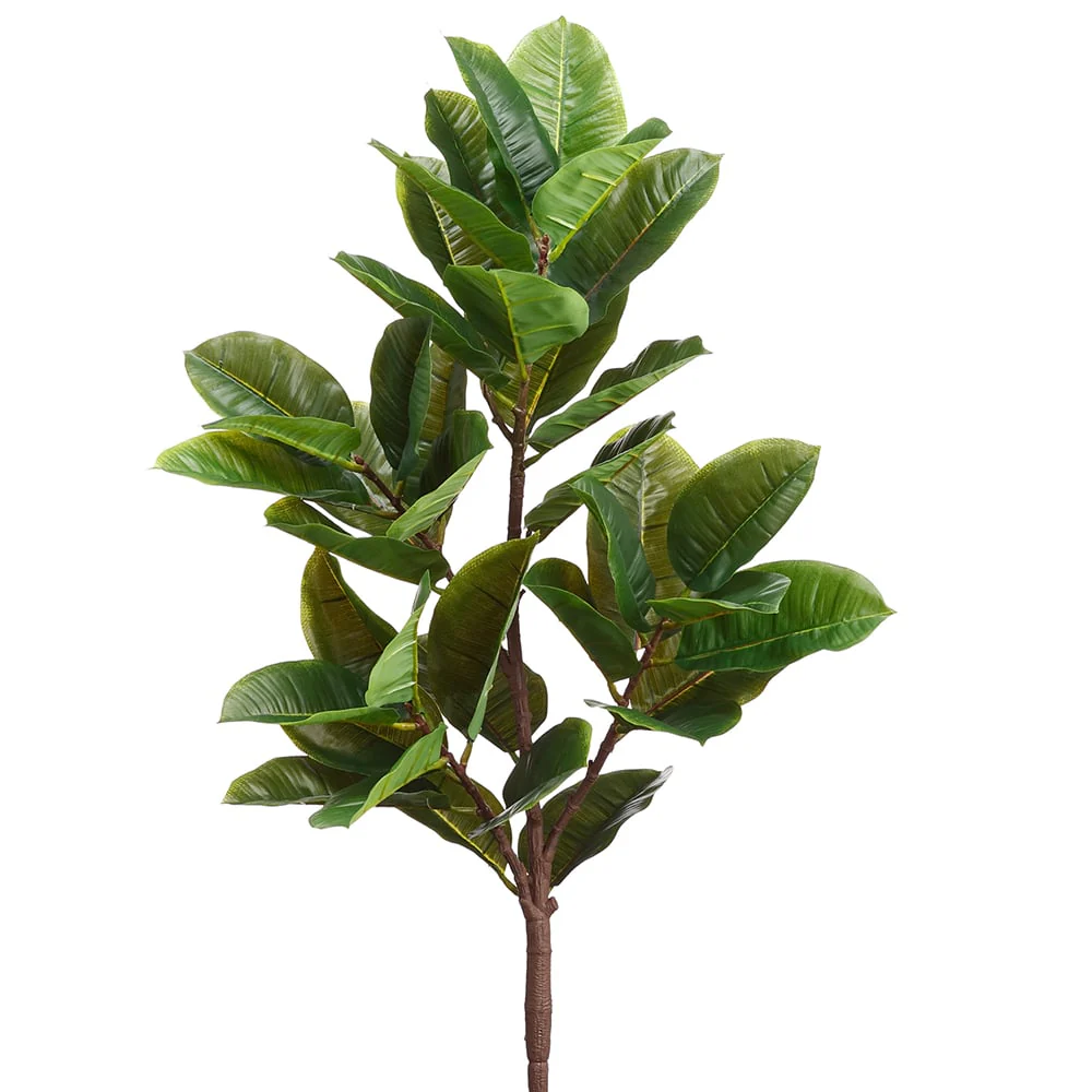 28" Silk Rubber Leaf Plant -40 Leaves -Green (Pack of 6)