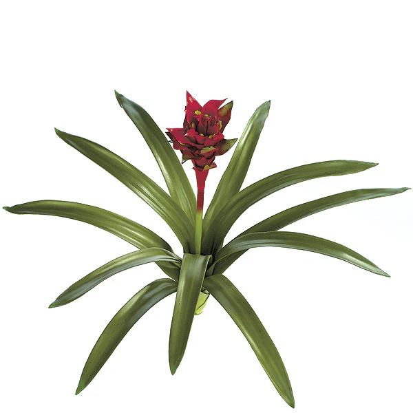 28" Soft-Touch Artificial Bromeliad Plant Flower Bush -Red (Pack of 4)