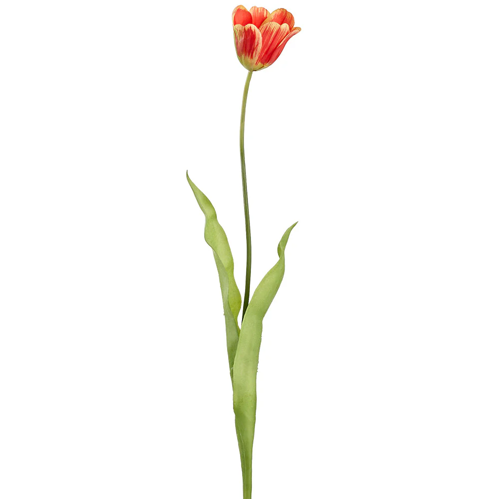 28" Tulip Silk Flower Stem -Orange/Yellow (Pack of 12)