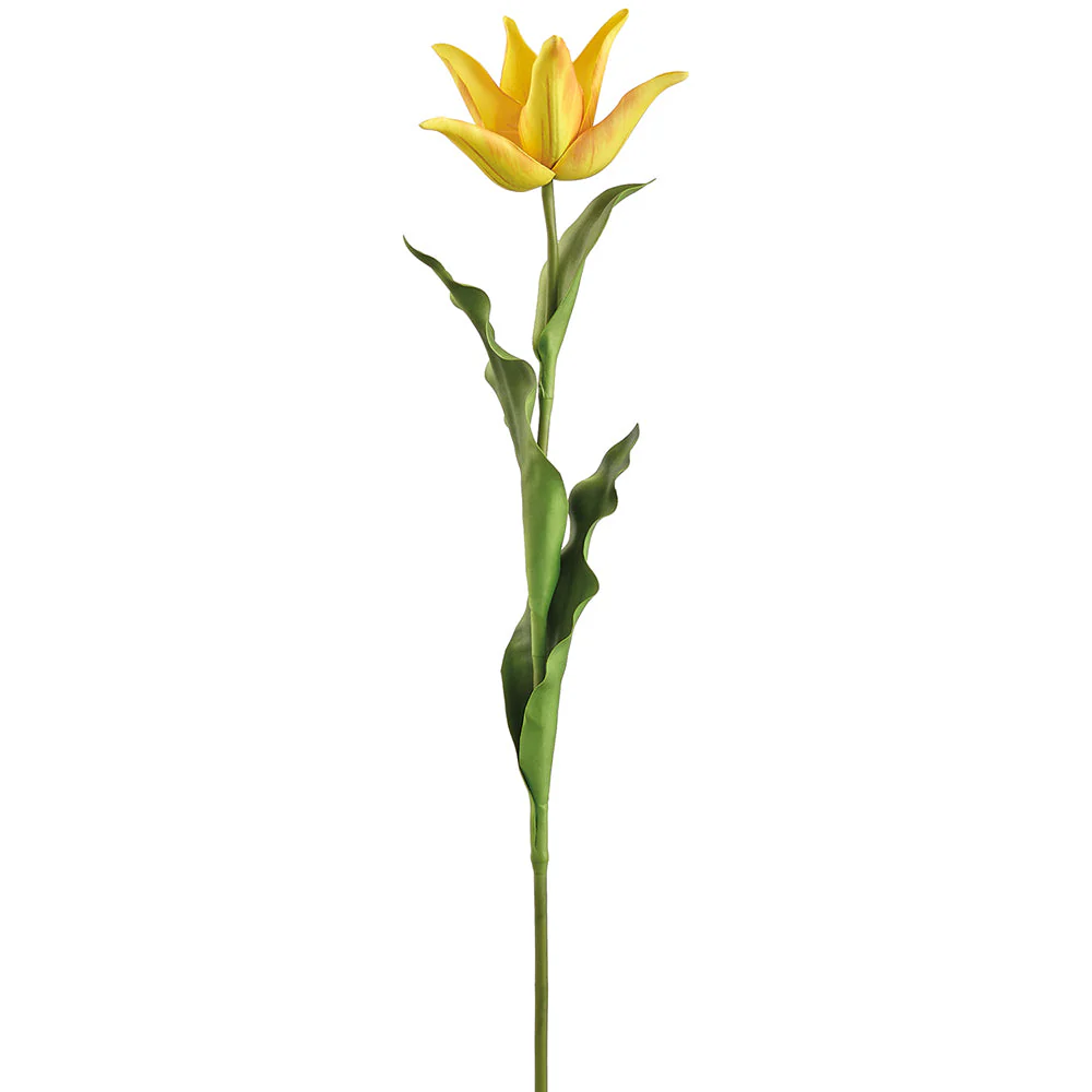 28" Tulip Silk Flower Stem -Yellow/Orange (Pack of 12)