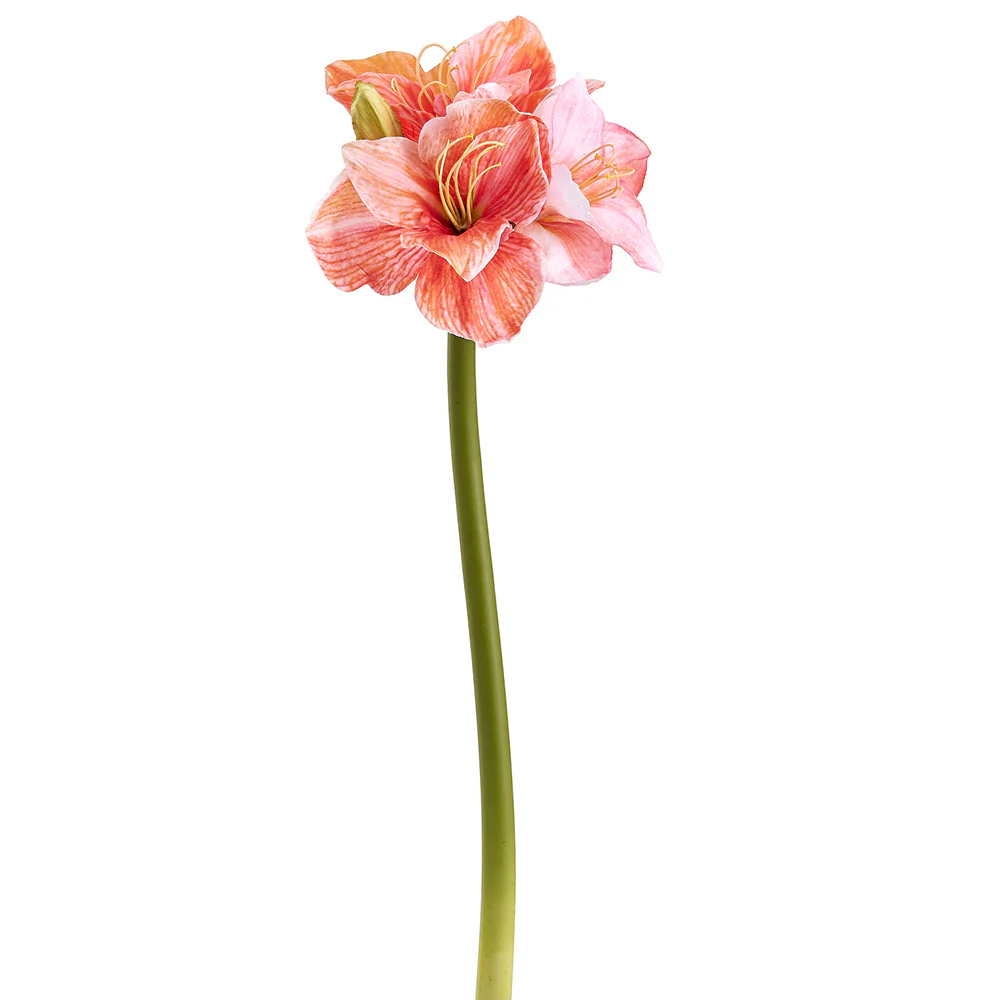 29" Amaryllis Silk Flower Stem -Coral (Pack of 6)