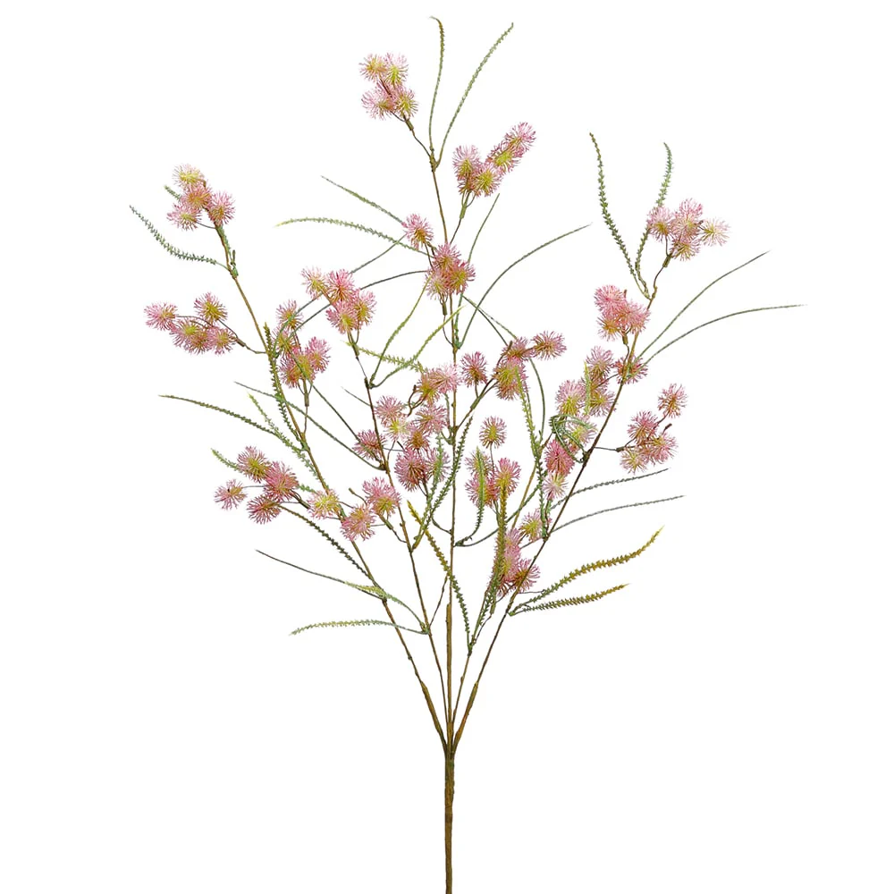 29" Artificial Mini Pompon Blossom Flower Stem -Pink (Pack of 12)