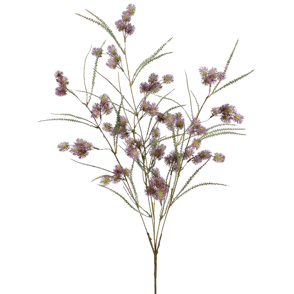 29" Artificial Mini Pompon Blossom Flower Stem -Purple (Pack of 12)