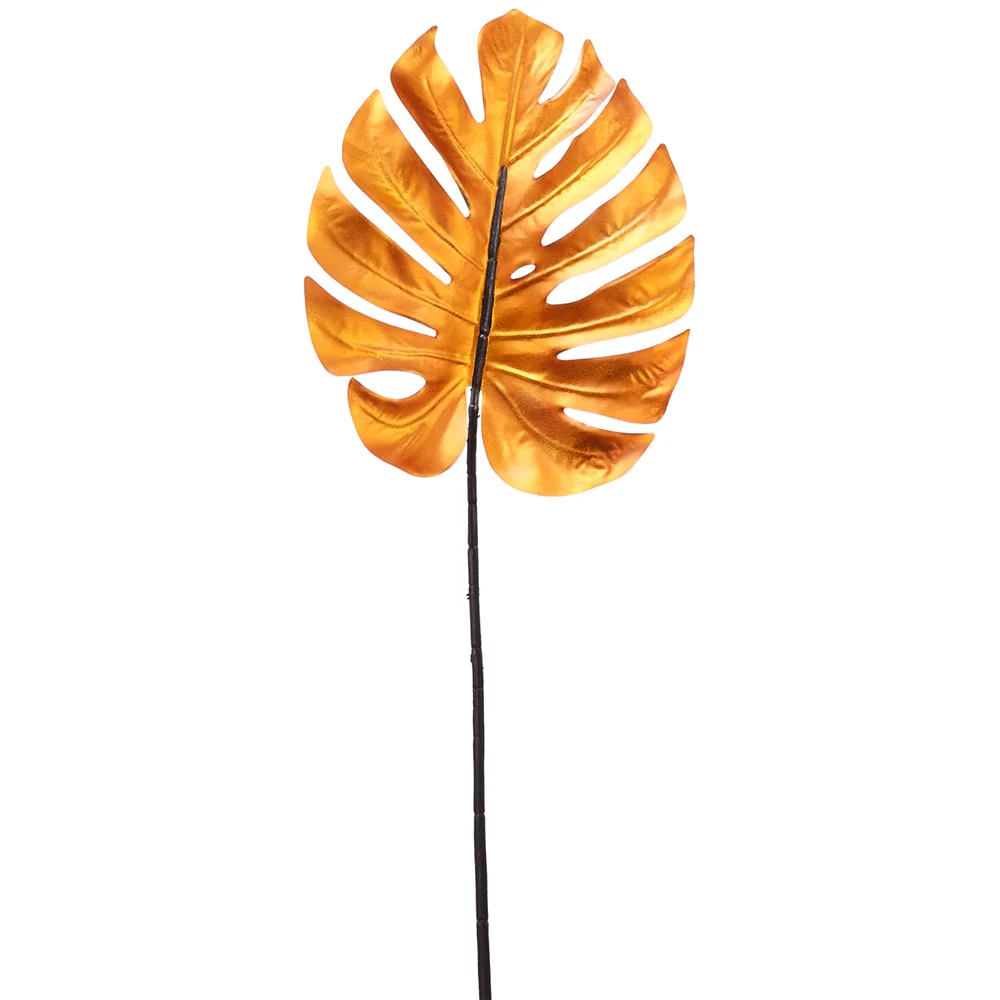 29" Artificial Split Philodendron Monstera Leaf Stem -Orange (Pack of 12)