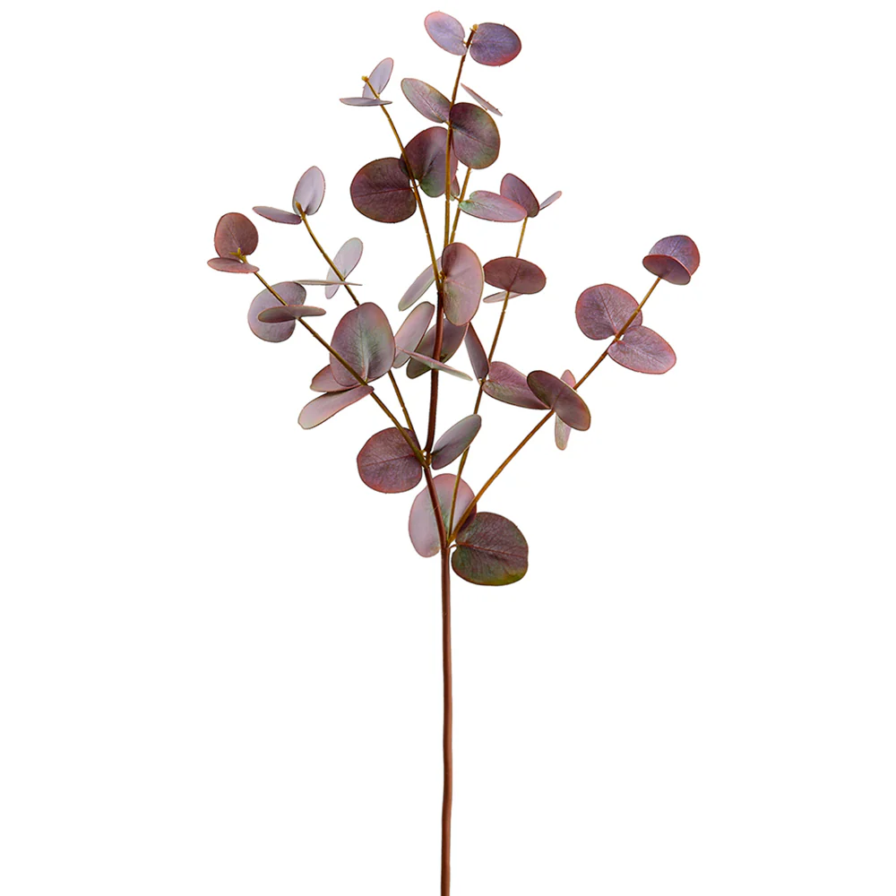 29" Faux Eucalyptus Leaf Stem -Burgundy (Pack of 12)