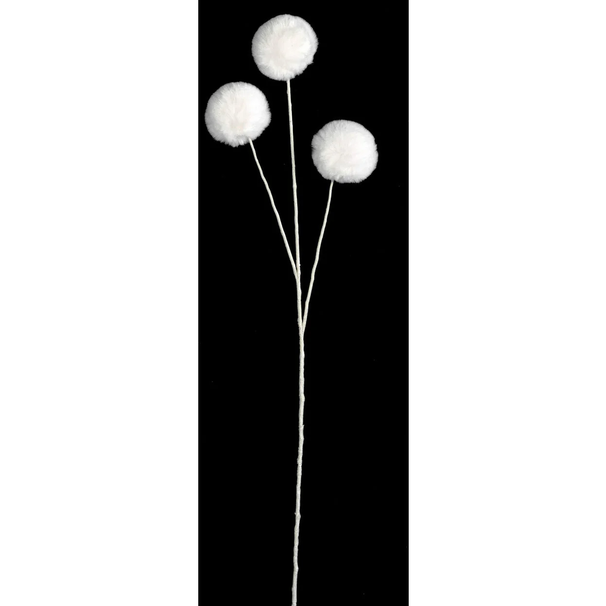 29" Fur Pom Pom Artificial Stem -White (Pack of 12)