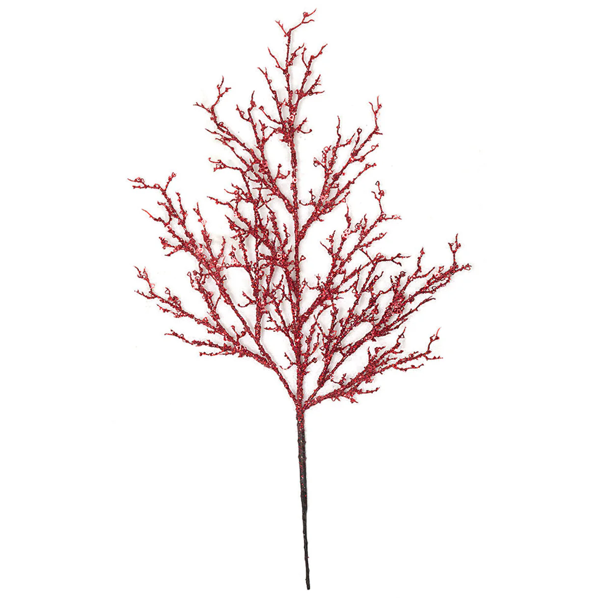 29" Glittered & Sequined Artificial Twig Stem -Red (Pack of 12)