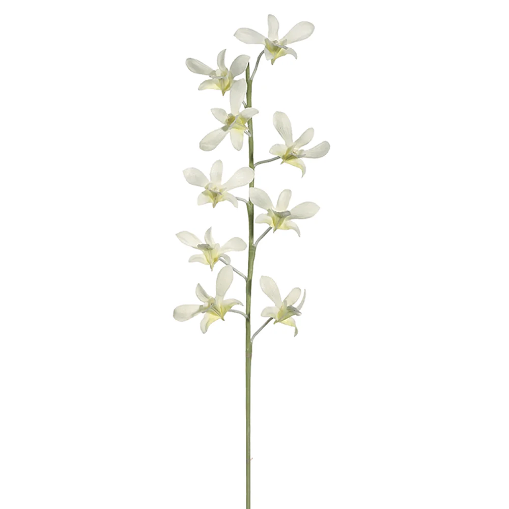 29" Hand-Wrapped Silk Caesar Dendrobium Orchid Flower Spray -White (Pack of 12)