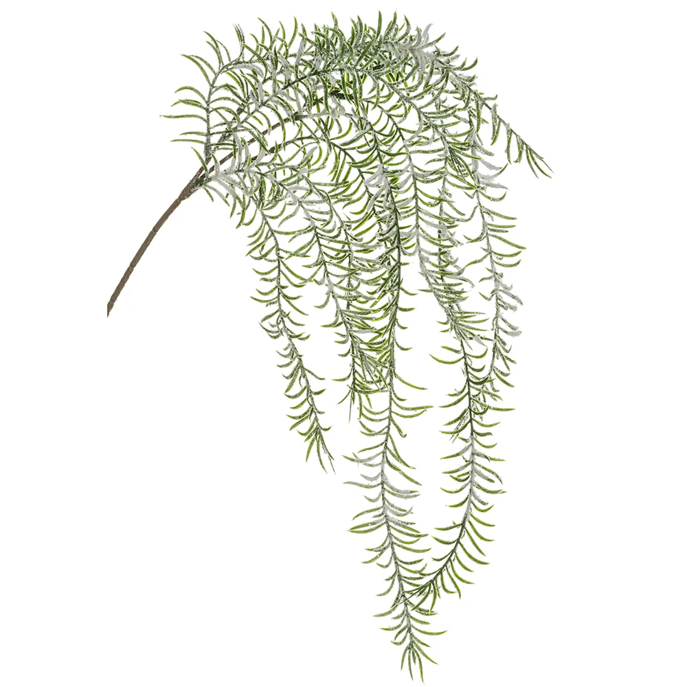 29" Hanging Flocked Artificial Pine Stem -Green/White (Pack of 24)