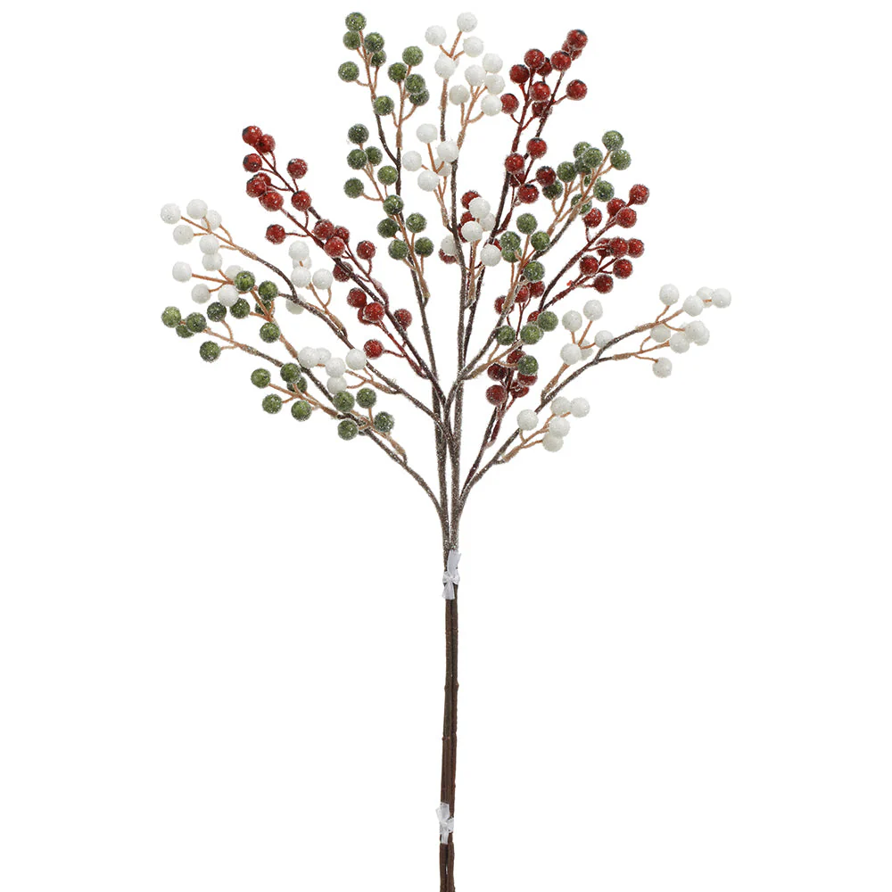 29" Iced Artificial Berry Stem Bundle -Mixed Colors (Pack of 6)