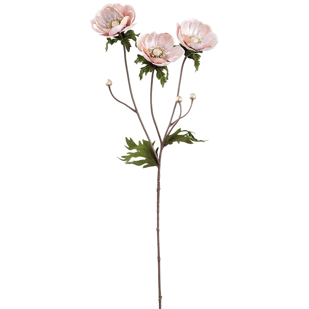 29" Lux Velvet Artificial Anemone Flower Stem -Blush (Pack of 12)