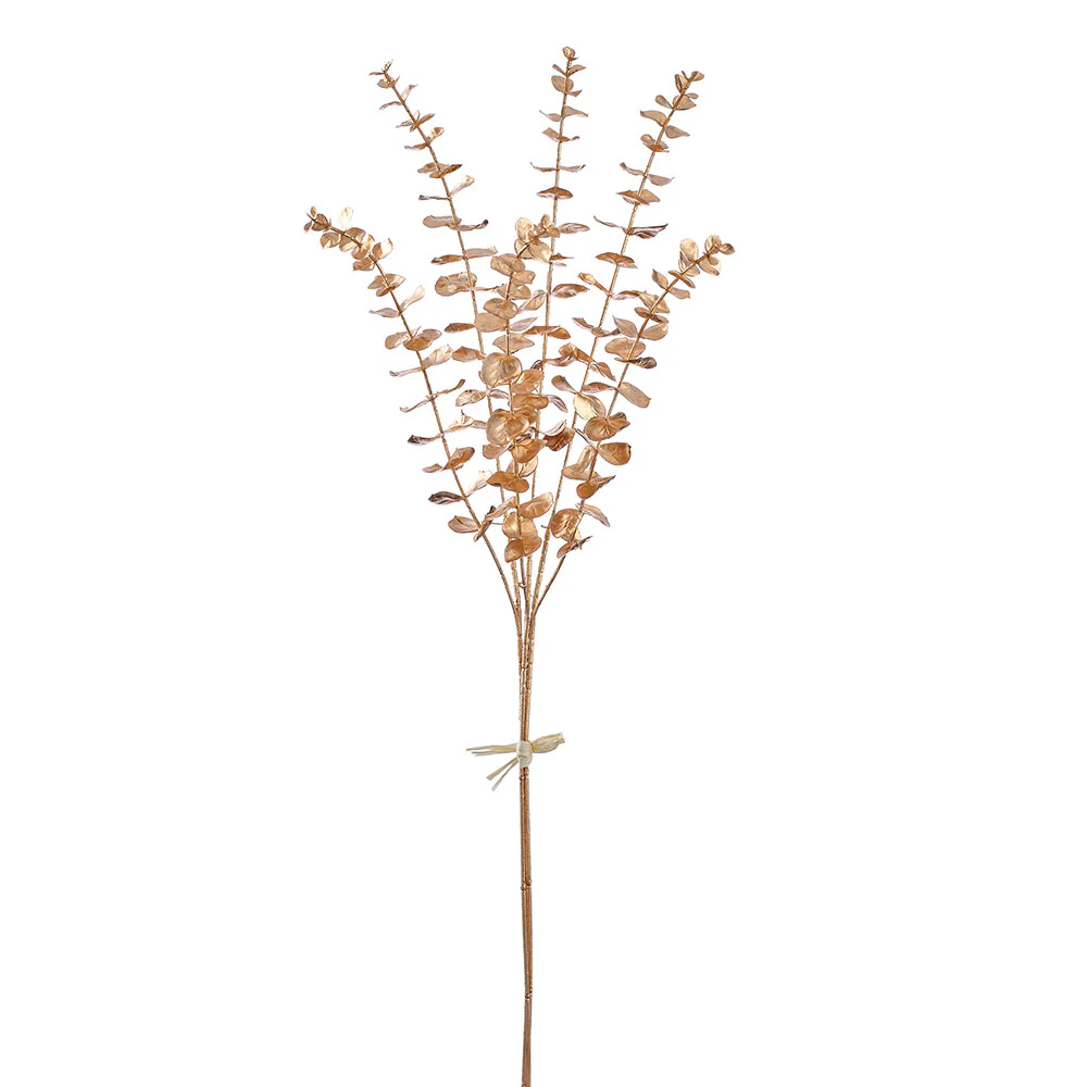 29" Metallic Artificial Eucalyptus Leaf Stem Bundle -Gold (Pack of 12)