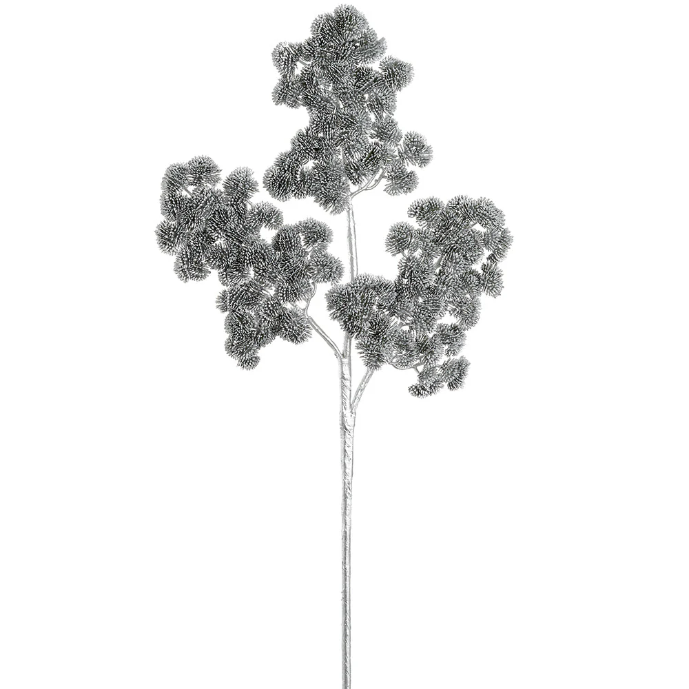 29" Metallic Artificial Sedum Pine Stem -Silver (Pack of 12)
