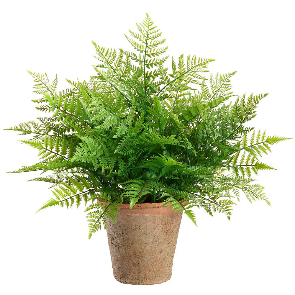 29" Outdoor UV-Resistant Artificial Leather Fern Plant w/Clay Pot -Green (Pack of 2)