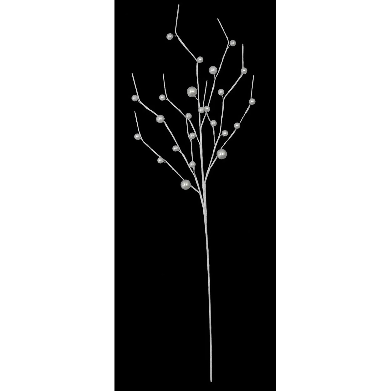 29" Pearled Artificial Berry Stem -White/Silver (Pack of 12)