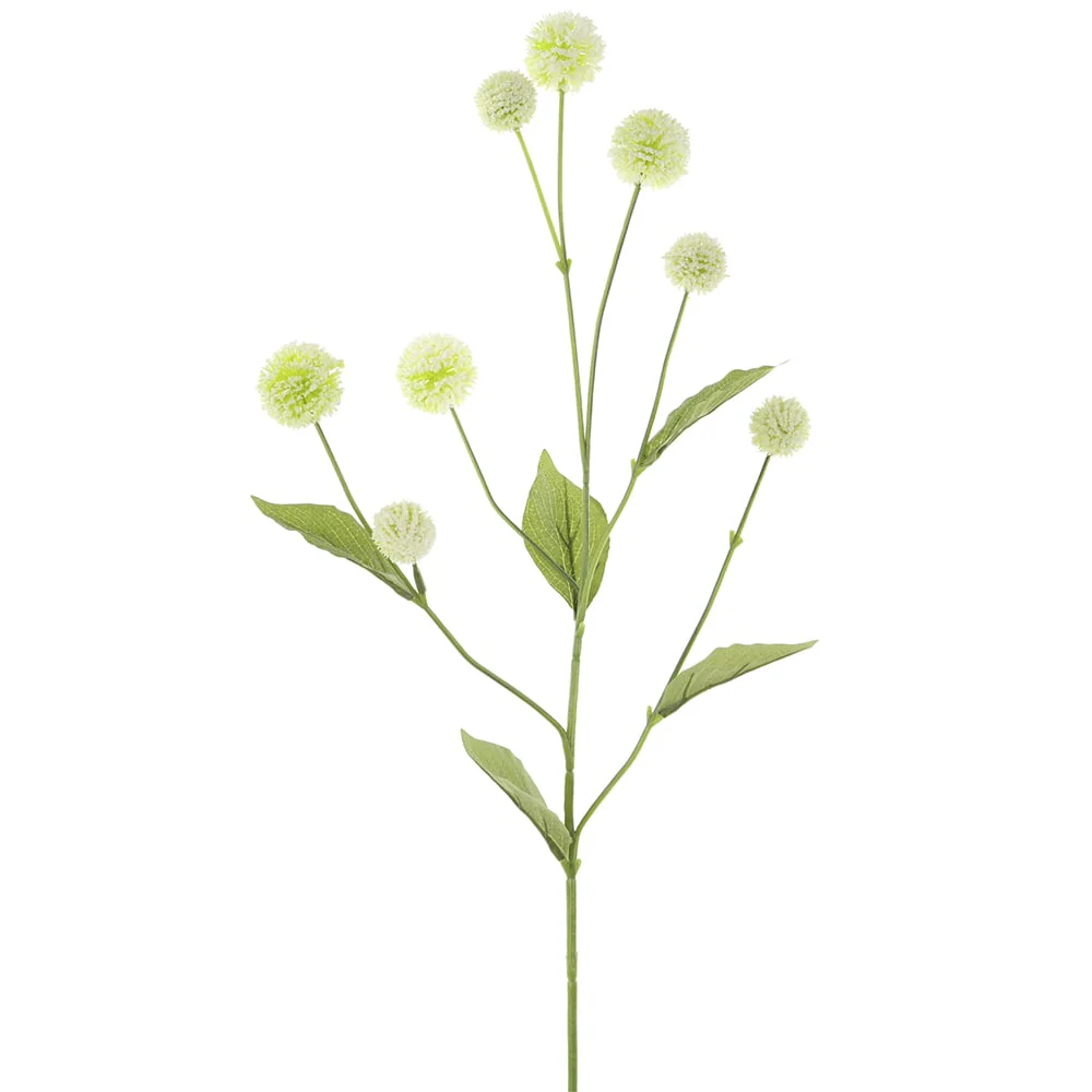 29" Pompon Flower Artificial Stem -White (Pack of 12)