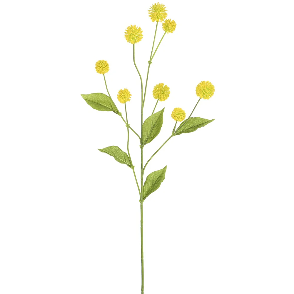 29" Pompon Flower Artificial Stem -Yellow (Pack of 12)