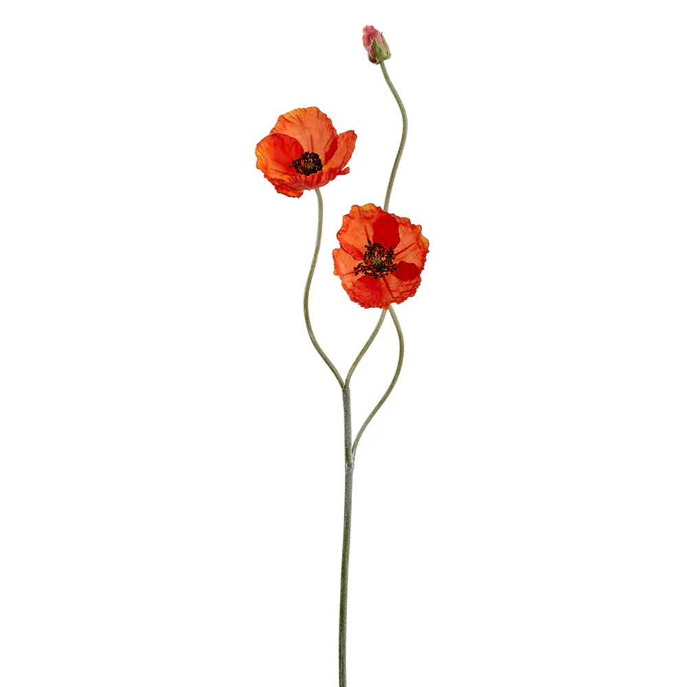 29" Poppy Silk Flower Stem -Orange (Pack of 12)