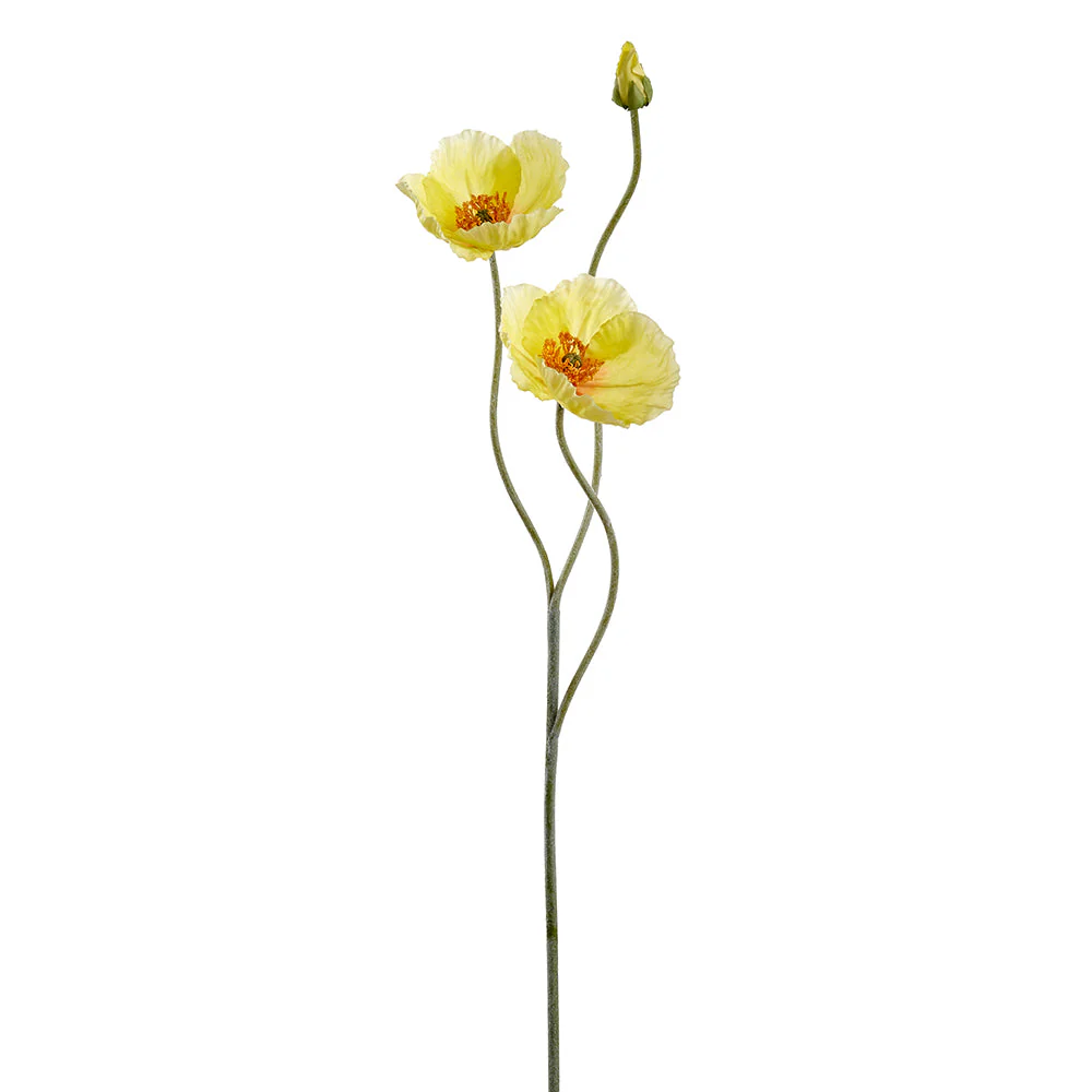 29" Poppy Silk Flower Stem -Yellow (Pack of 12)