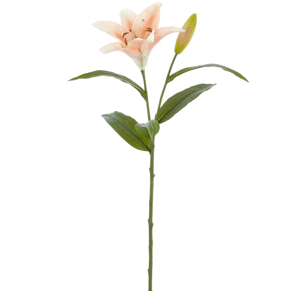 29" Real Touch Casablanca Lily Silk Flower Stem -Peach (Pack of 6)