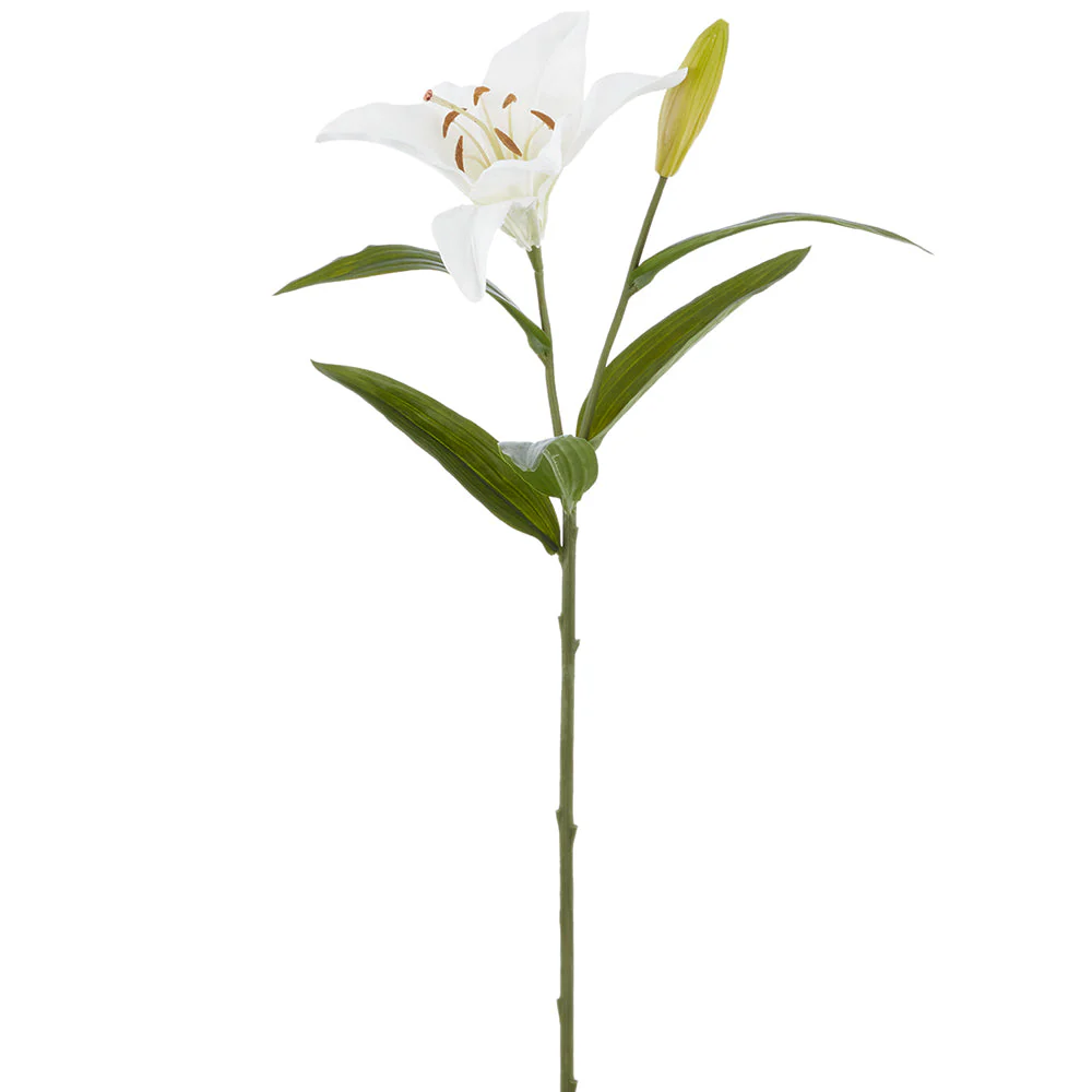 29" Real Touch Casablanca Lily Silk Flower Stem -White (Pack of 6)