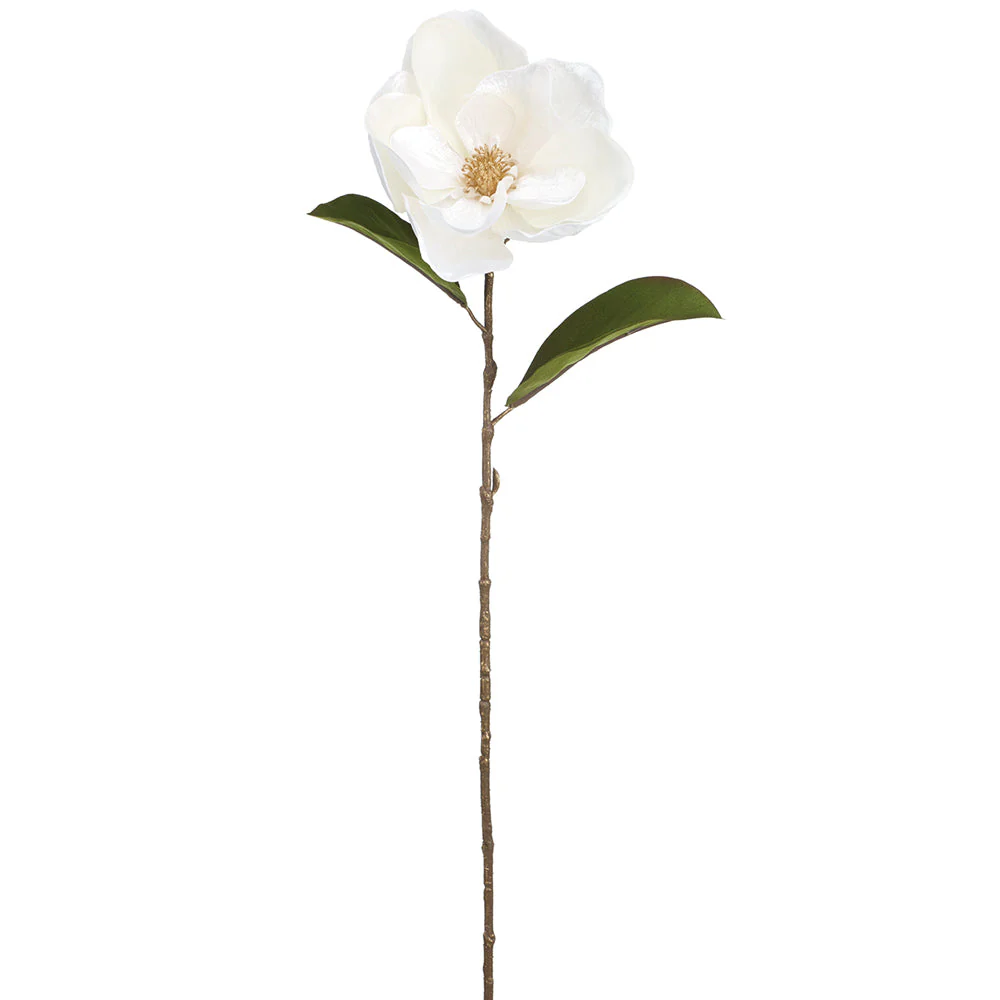 29" Shimmer Velvet Artificial Magnolia Flower Stem -Cream (Pack of 12)