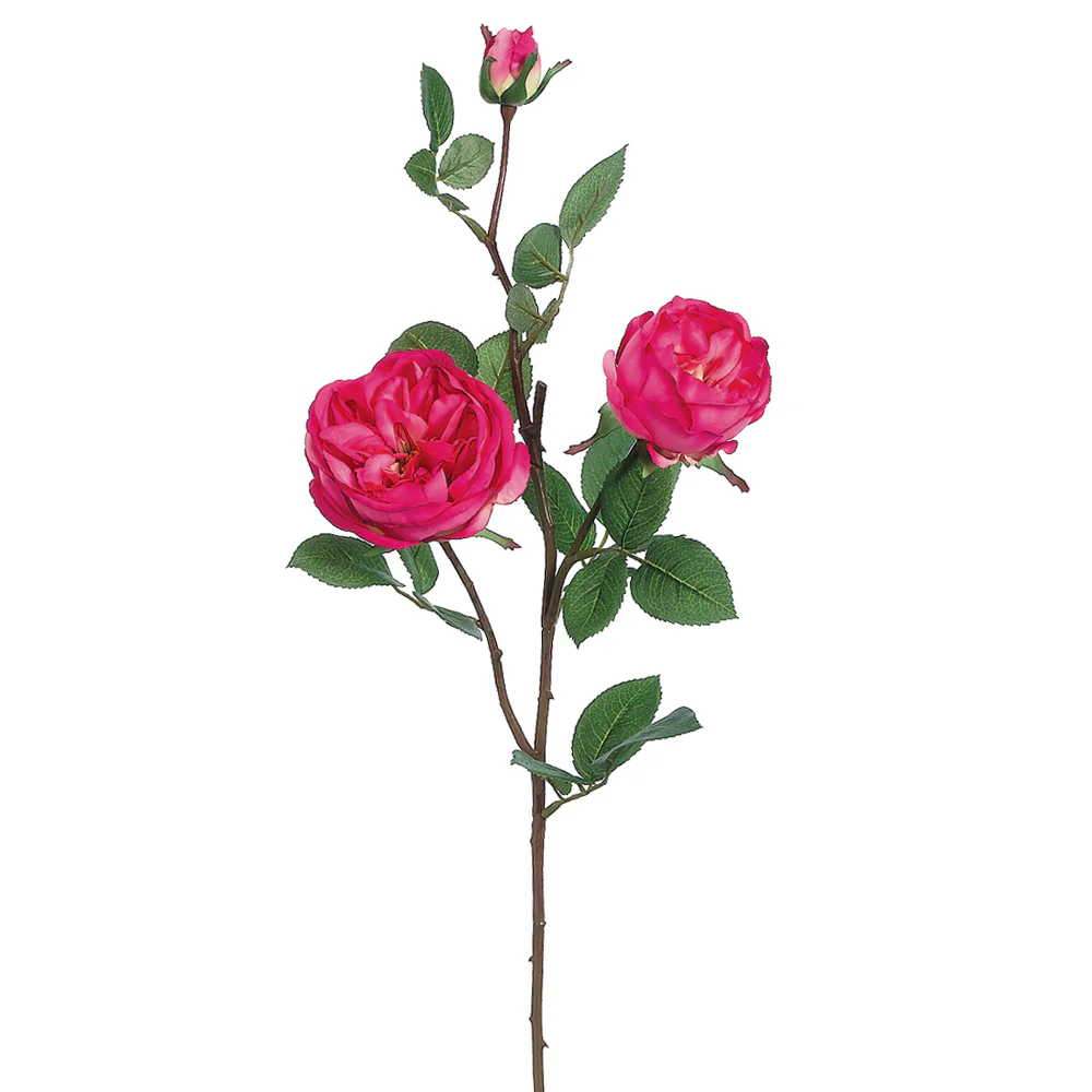 29" Silk Cabbage Rose Flower Spray -Fuchsia (Pack of 12)