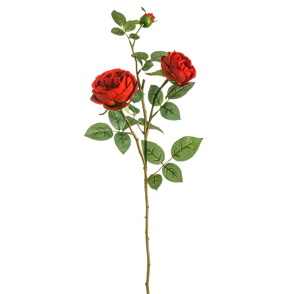 29" Silk Cabbage Rose Flower Spray -Red (Pack of 12)