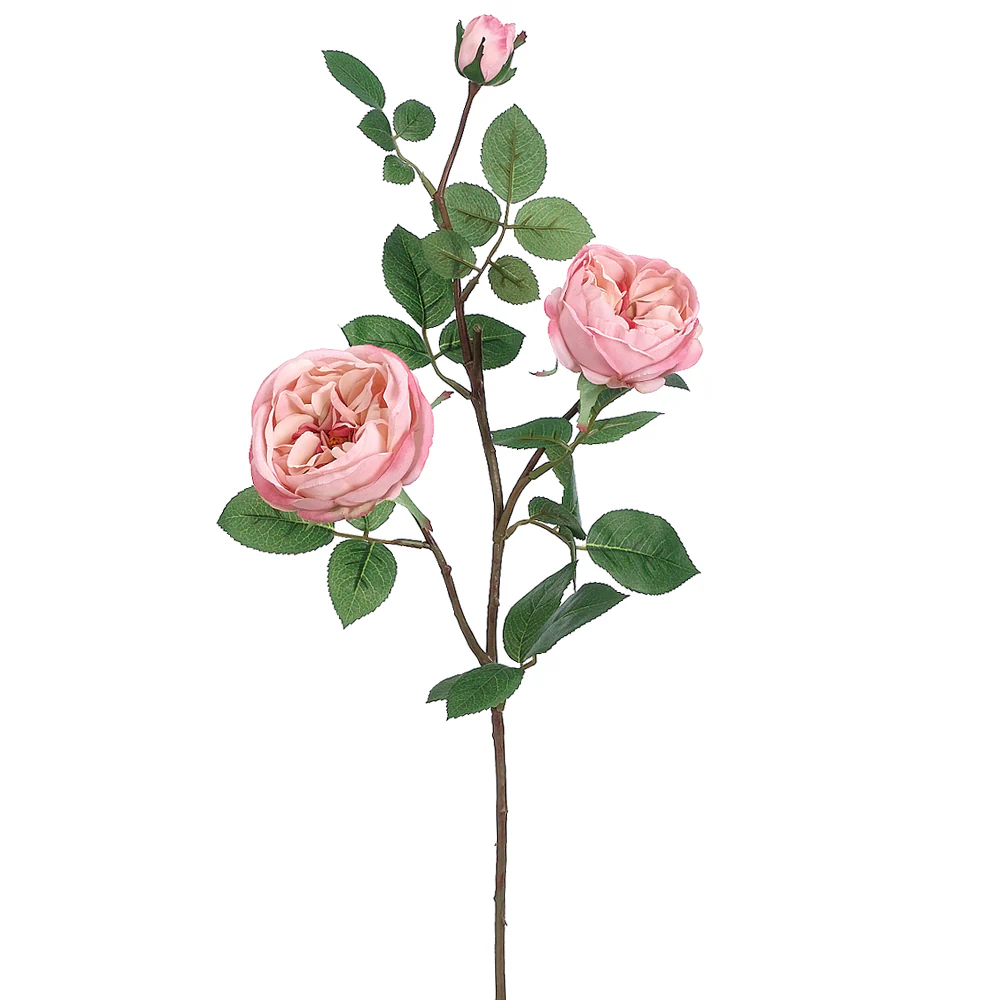 29" Silk Cabbage Rose Flower Spray -Soft Pink (Pack of 12)