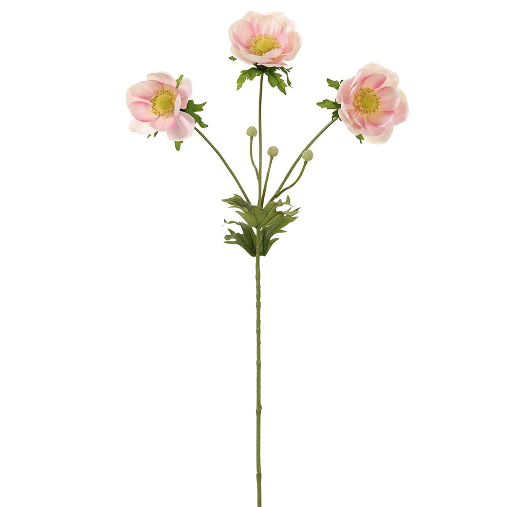 29" Silk Wild Anemone Flower Stem -Pink/Cream (Pack of 12)