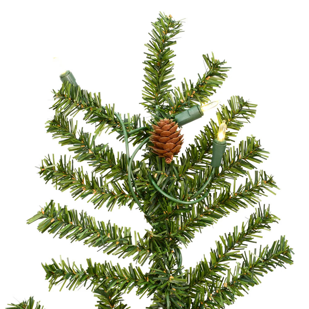 2'Hx14"W Natural Trunk Alpine Artificial Christmas Tree With Pinecone & Vines, LED Pre-Lit -Green - Image 2
