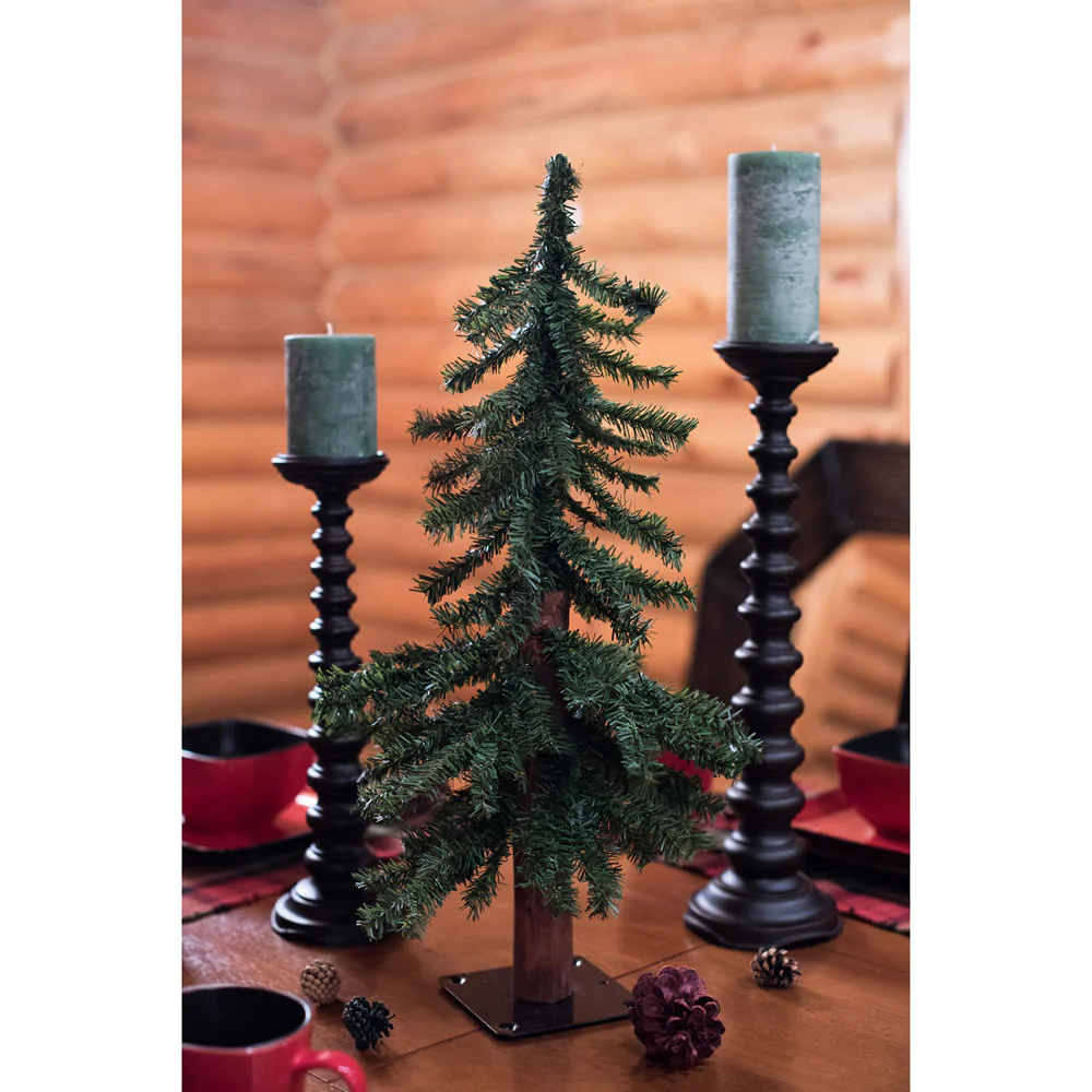 2'Hx16.5"W Natural Trunk Alpine Artificial Christmas Tree, Unlit -Green - Image 3