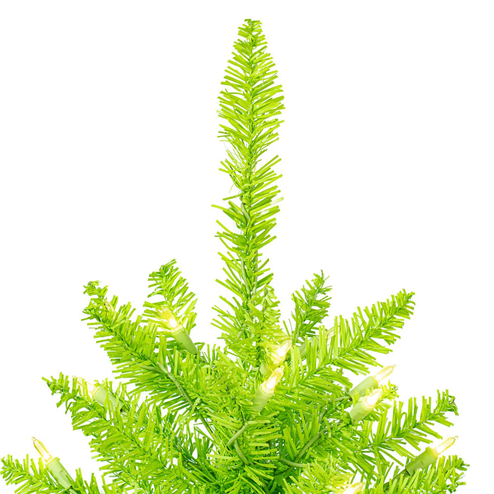 2'Hx20"W Fir Artificial Christmas Tree, LED Pre-Lit (Lime) -Lime - Image 4