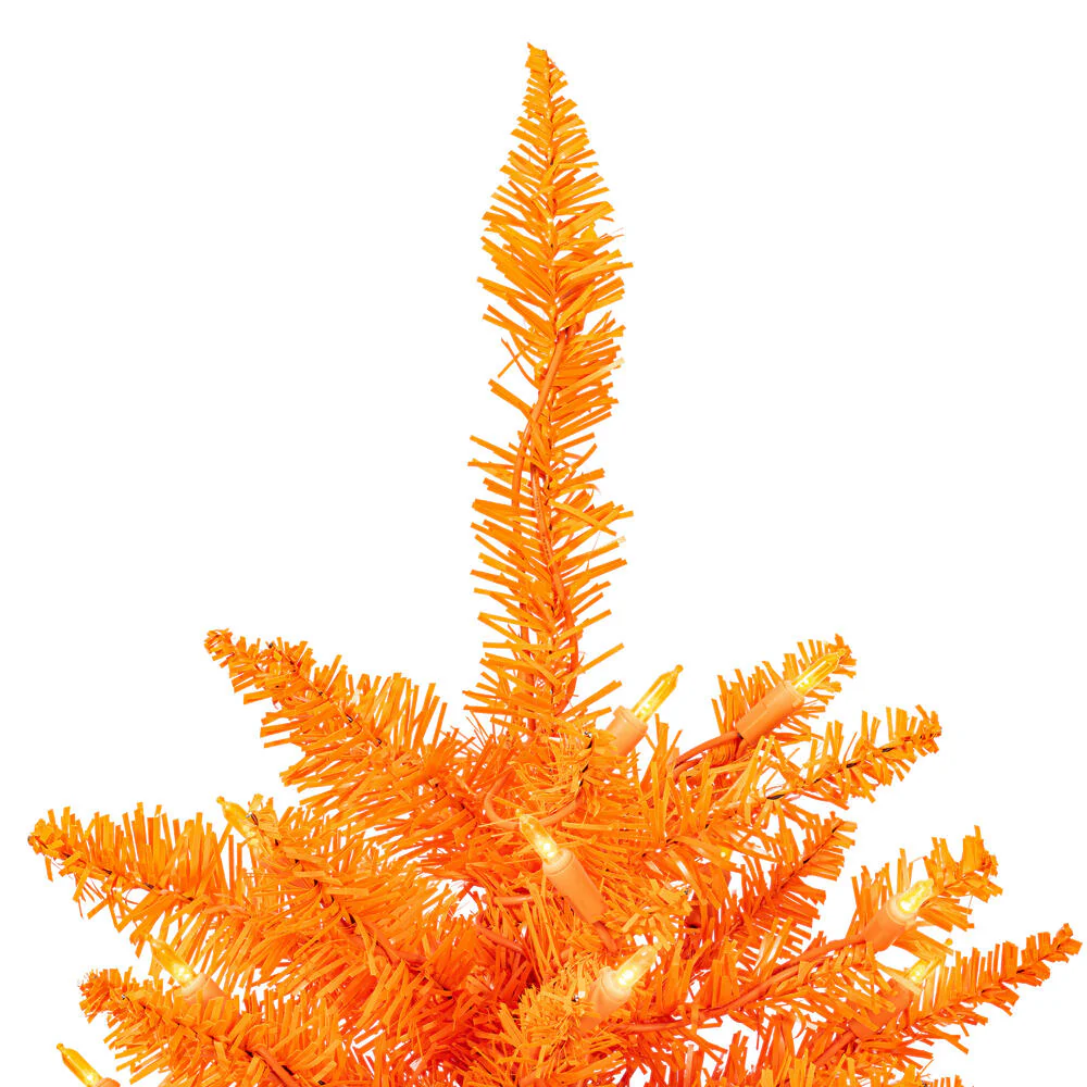 2'Hx20"W Fir Artificial Christmas Tree, LED Pre-Lit (Orange) -Orange - Image 4