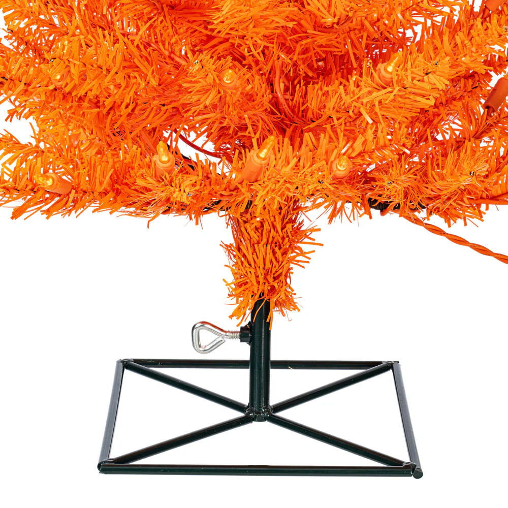 2'Hx20"W Fir Artificial Christmas Tree, LED Pre-Lit (Orange) -Orange - Image 5
