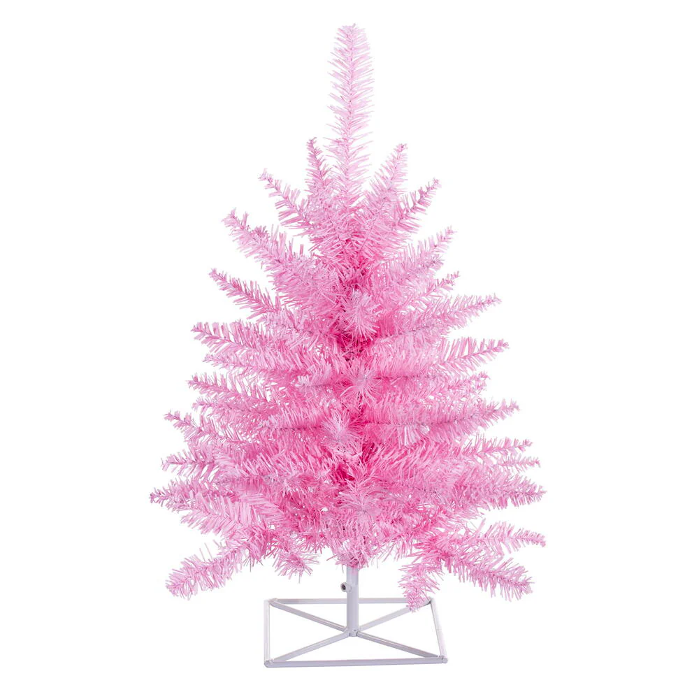 2'Hx20"W Fir Artificial Christmas Tree, Unlit -Pink