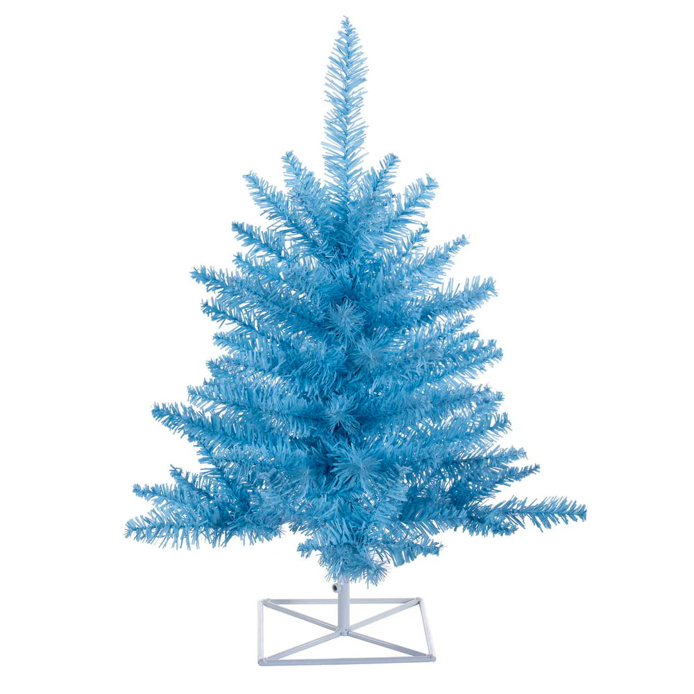 2'Hx20"W Fir Artificial Christmas Tree, Unlit -Sky Blue