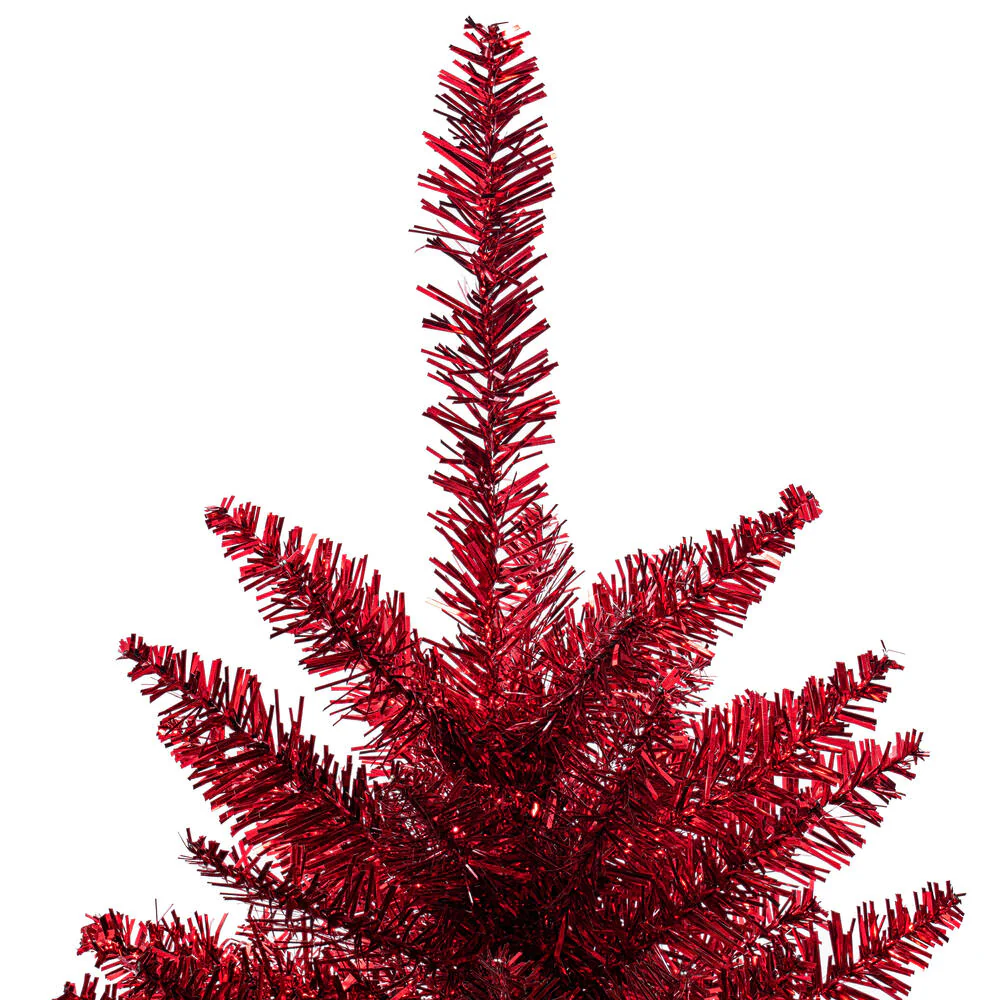 2'Hx20"W Tinsel Fir Artificial Christmas Tree, Unlit -Red - Image 2