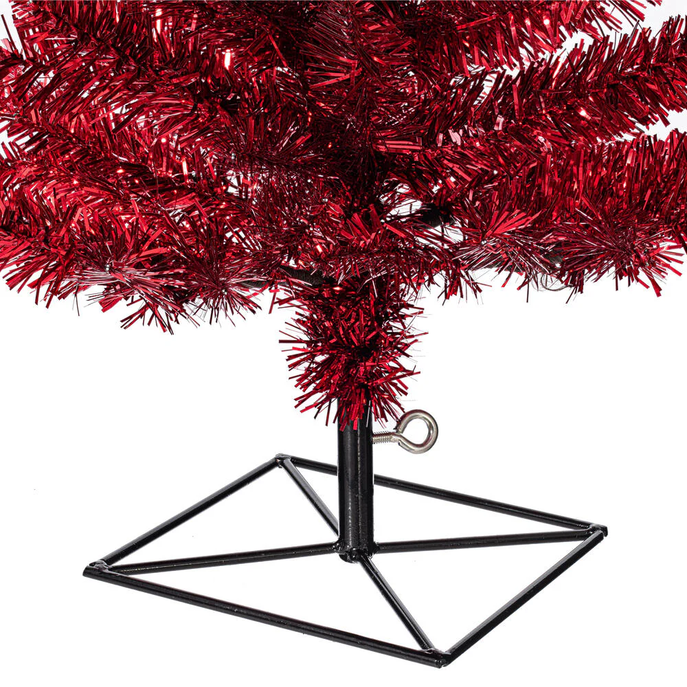 2'Hx20"W Tinsel Fir Artificial Christmas Tree, Unlit -Red - Image 3