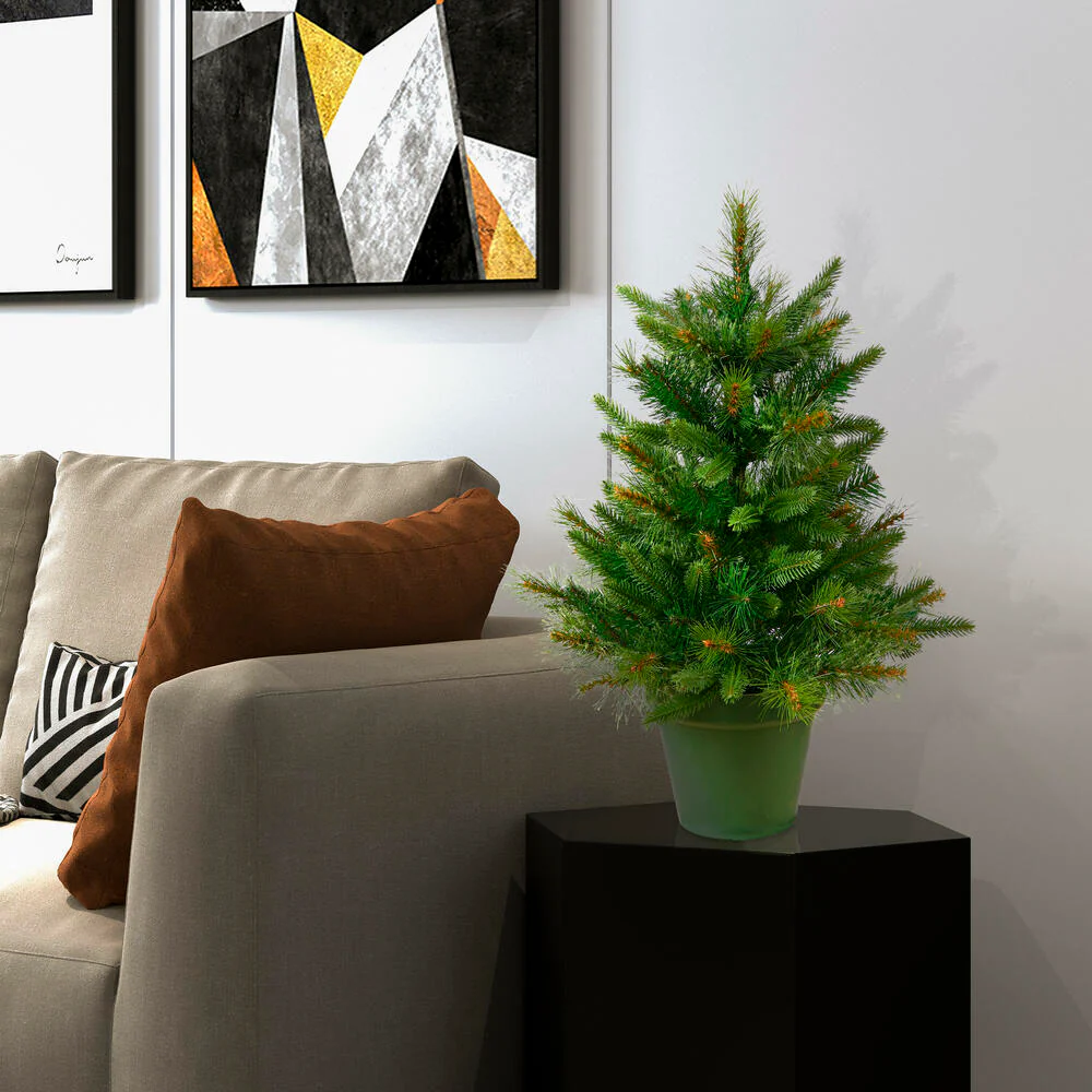 2'Hx21"W PE Cashmere Pine Artificial Christmas Tree, Unlit -Green - Image 4